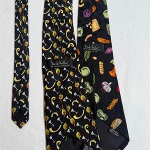 Nicole Miller Black Ties with Colorful Food Patterns